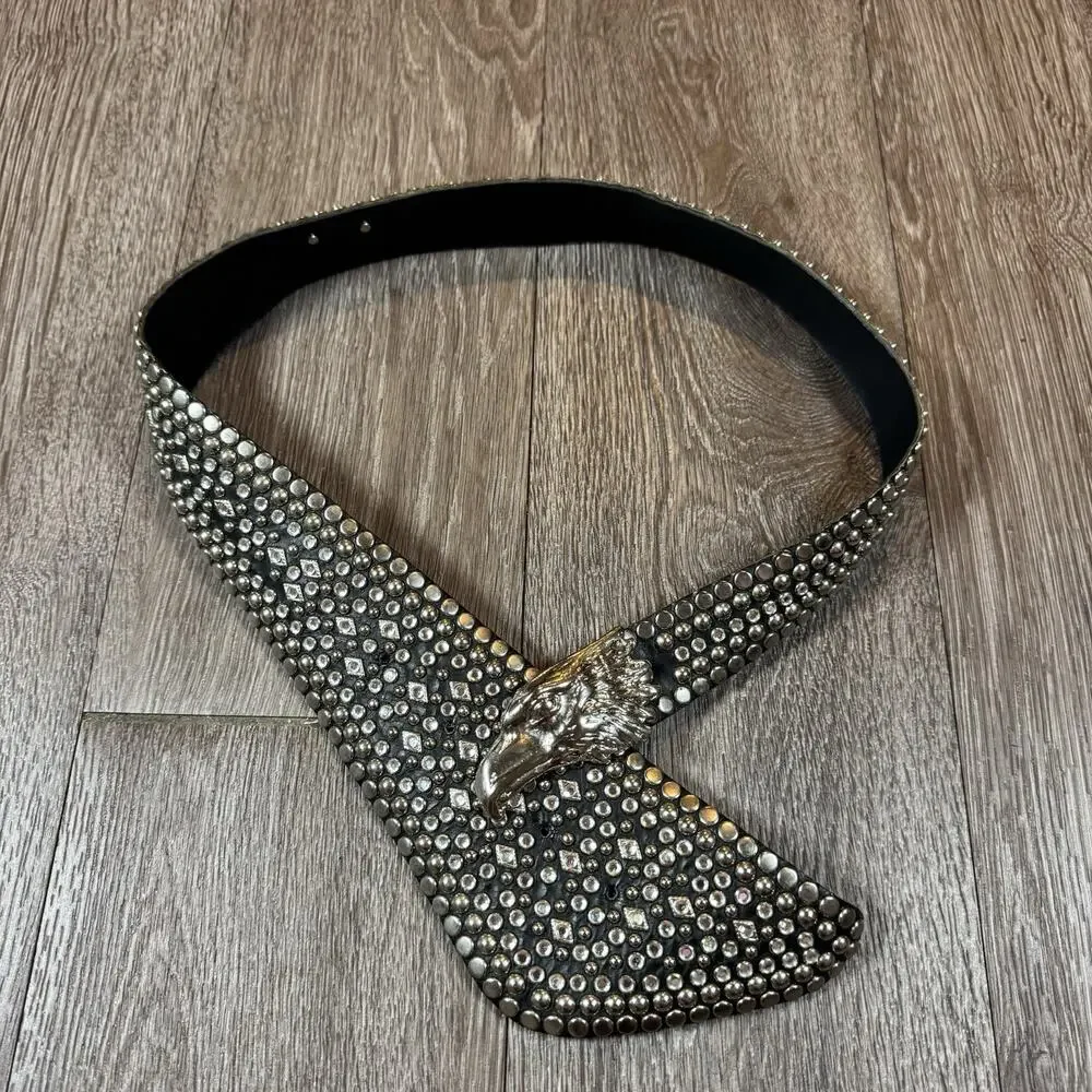 Women’s Vintage 80's belt KIPPY’S EAGLE Rhinestones Runway 1980’S Medium